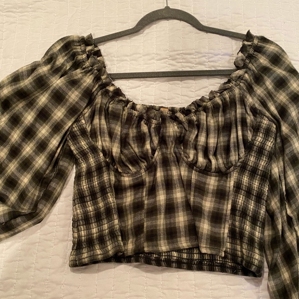 CHERRY BOMB PLAID FREE PEOPLE SHIRT SIZE S